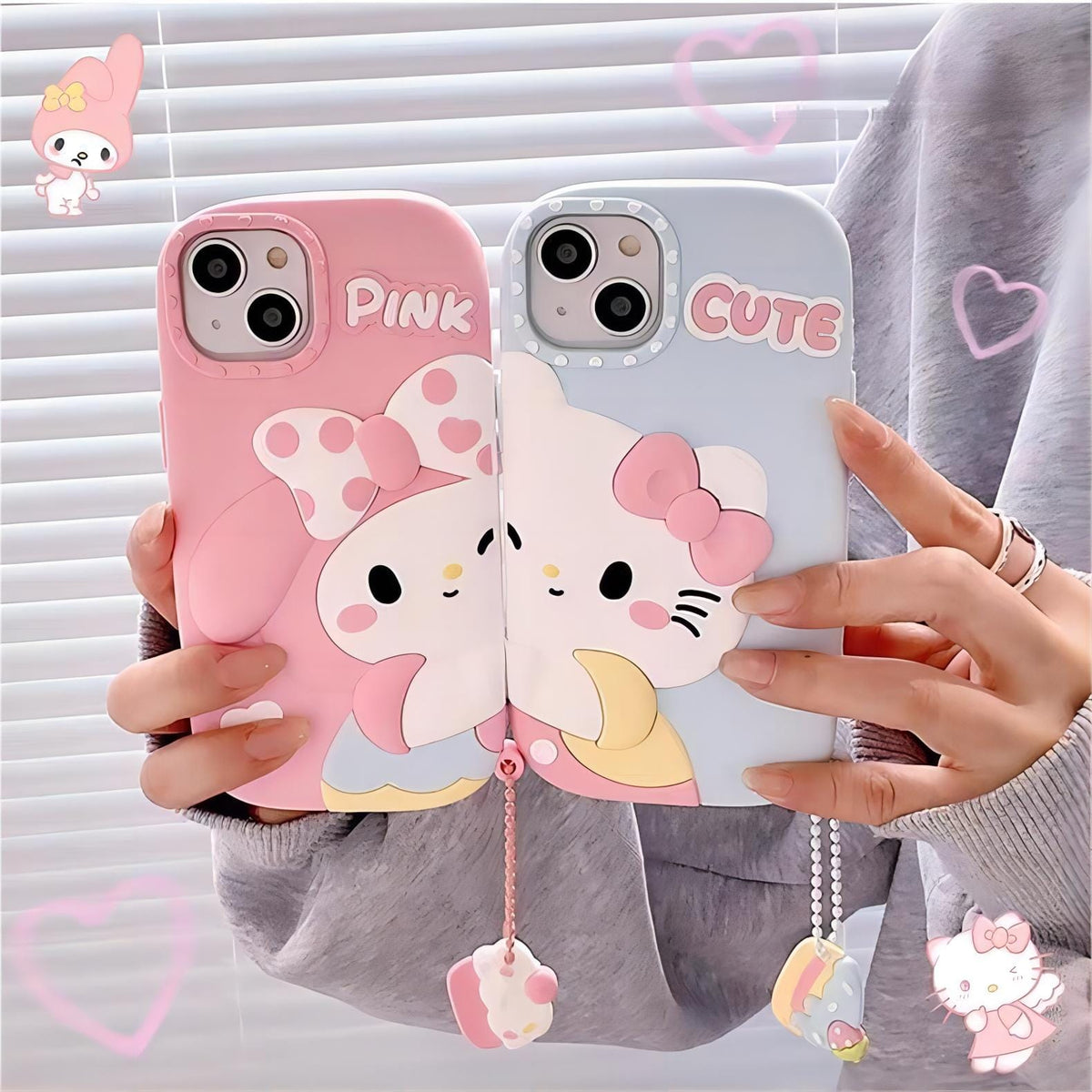 Cute Cartoon Hello Kitty Melody Mobile Phone Holder Ring Phone