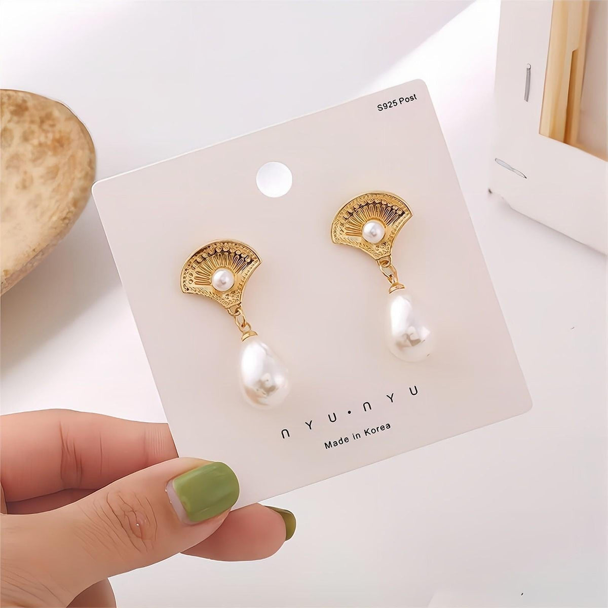Boho Metallic Shell Dangle Pearl Earrings – ArtGalleryZen