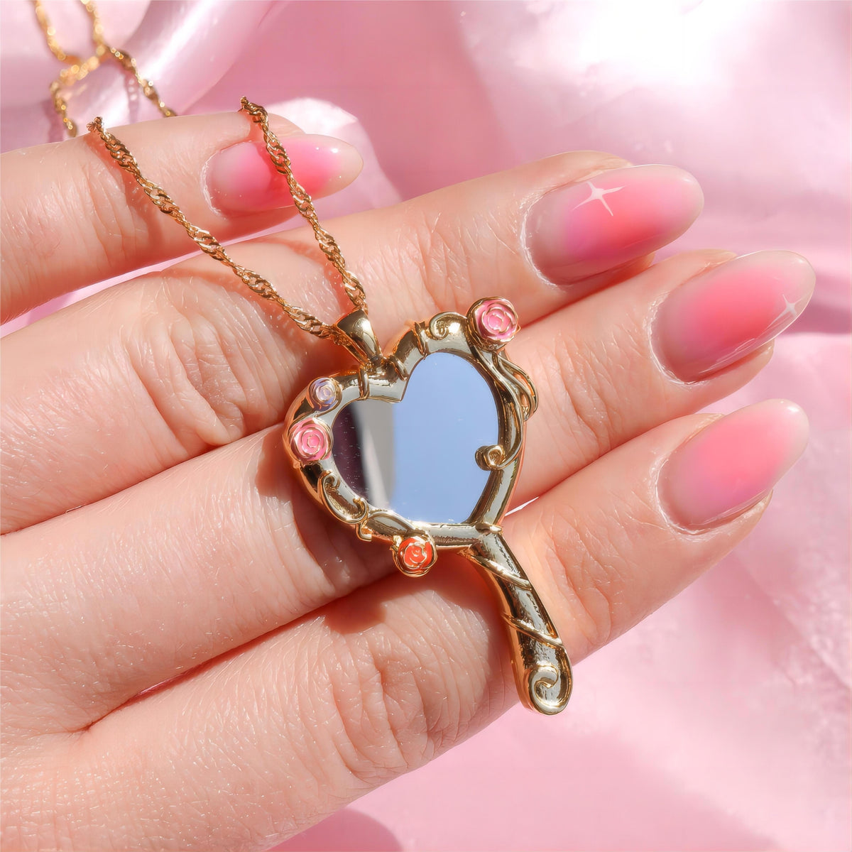 Chic CZ Inlaid Barbie Magic Mirror Necklace – ArtGalleryZen