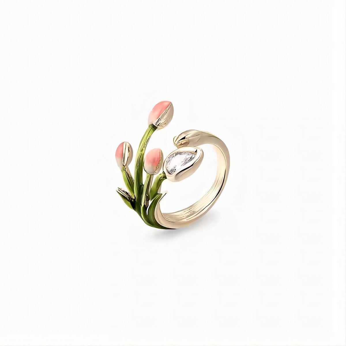 Antique red/pink tulip ring sterling hot silver