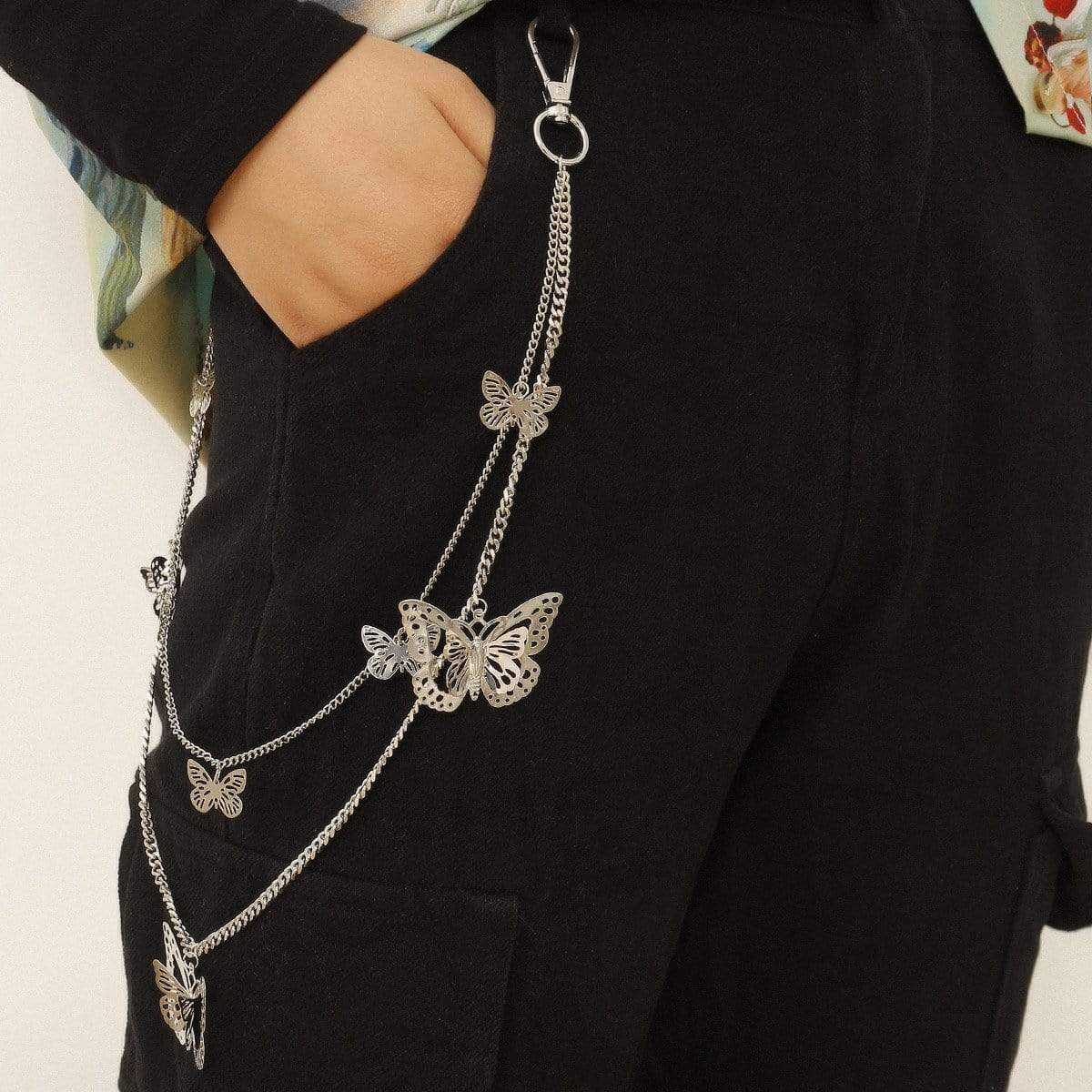 ArtGalleryZen Chic Hip Hop Punk Trousers Chain