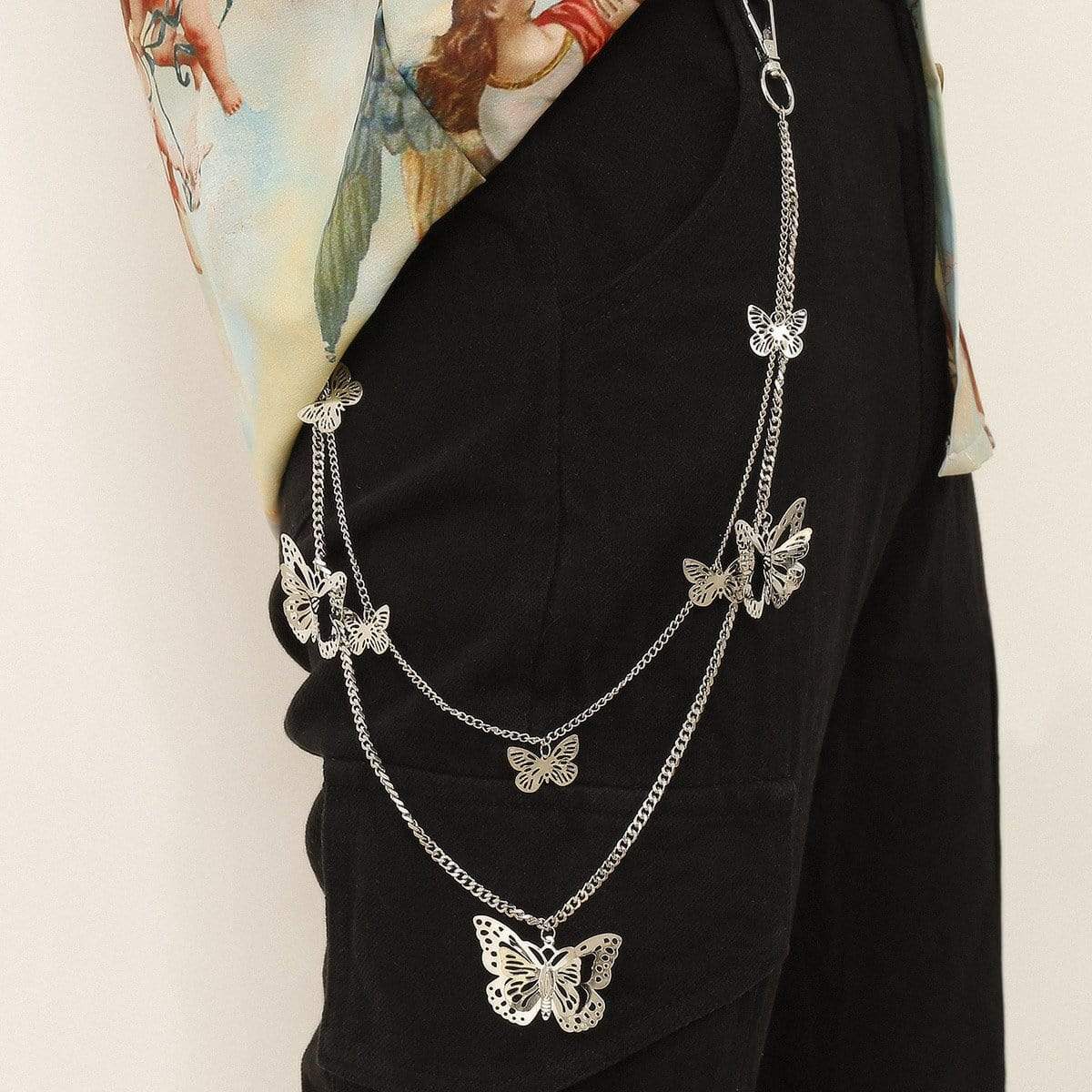 ArtGalleryZen Chic Hip Hop Punk Trousers Chain