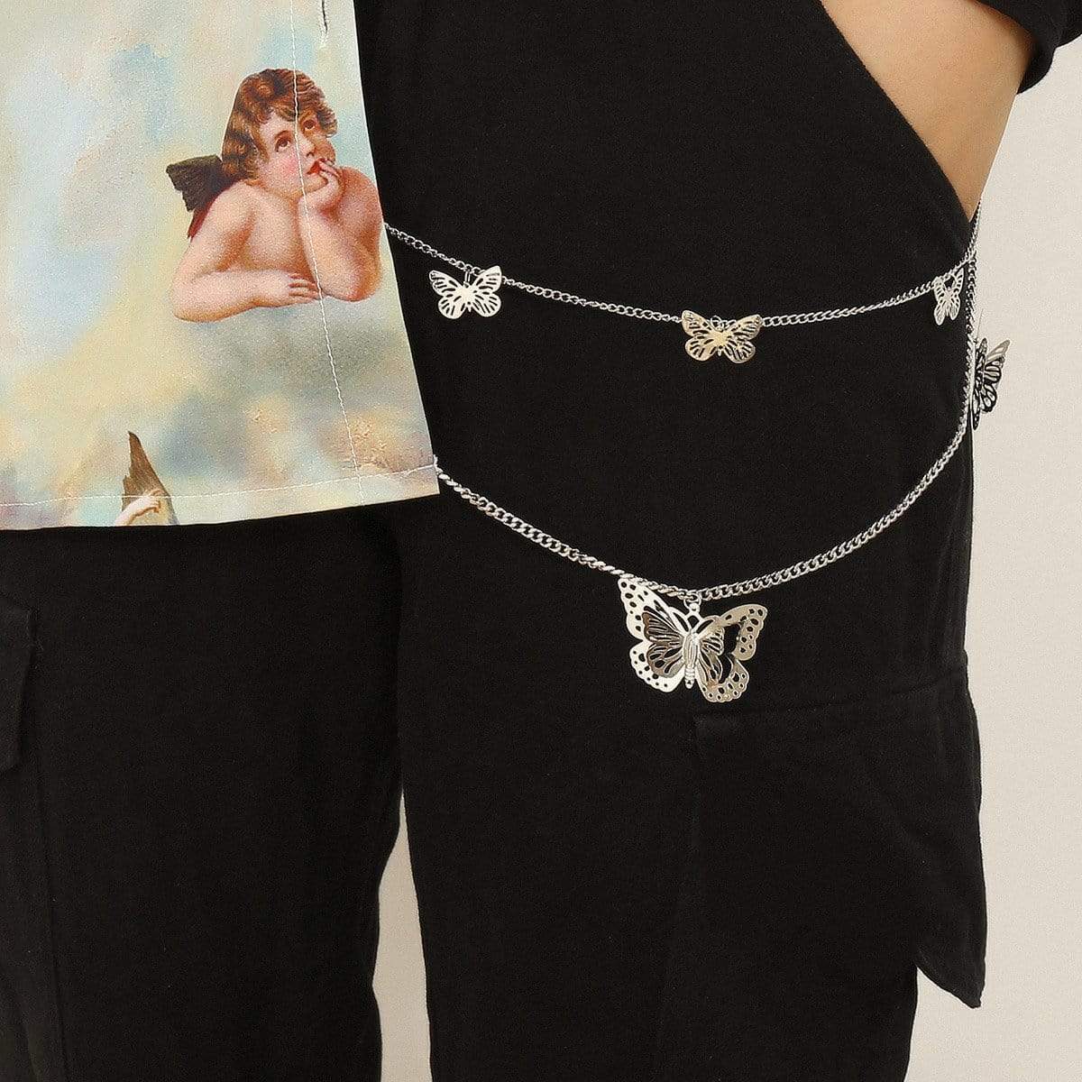 ArtGalleryZen Chic Hip Hop Punk Trousers Chain