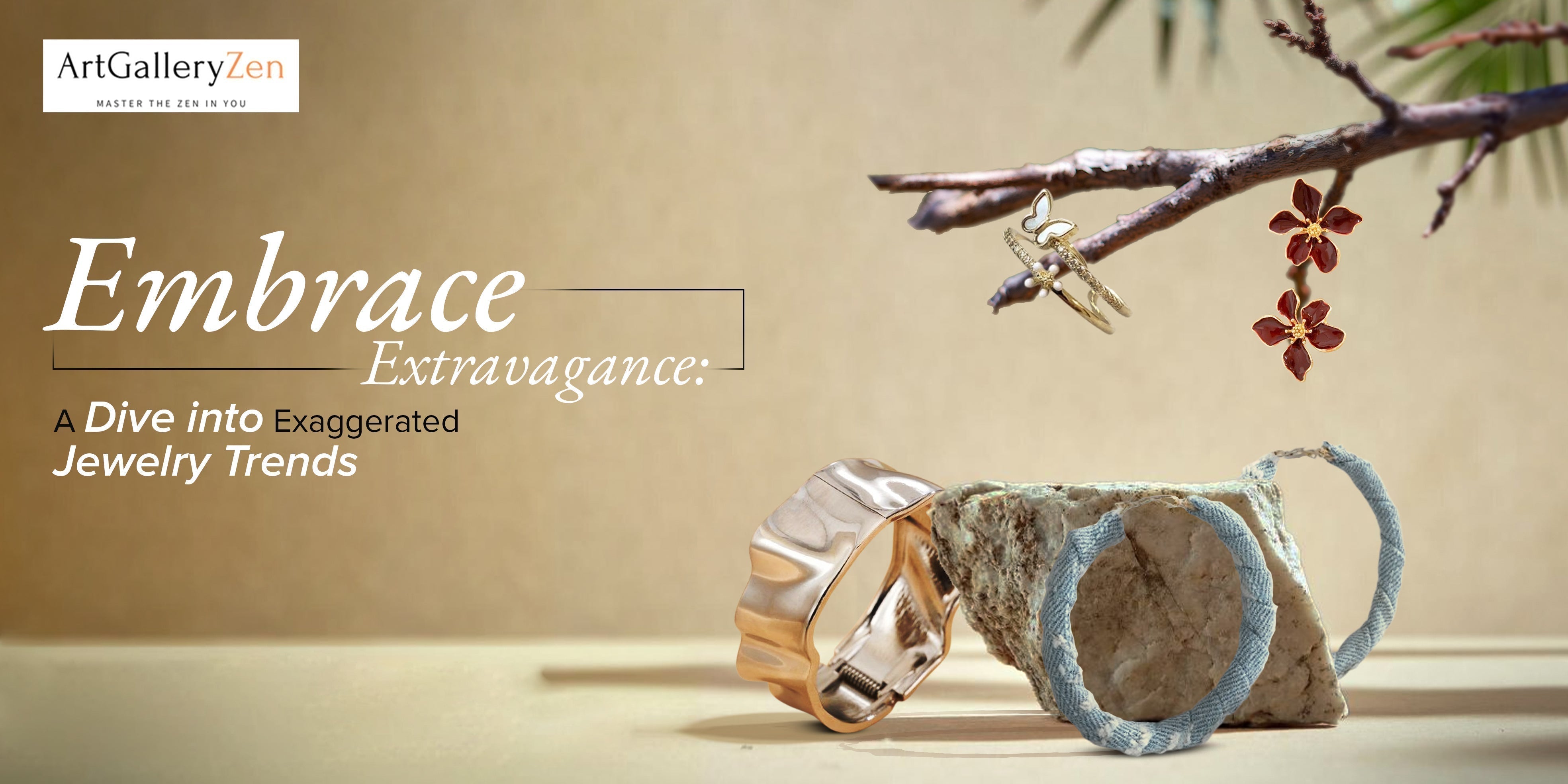 Exaggerated jewelry trends 2024 featuring oversized statement earrings, bold necklaces, and dramatic jewelry pieces