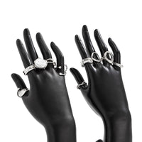 Thumbnail for 10 Pcs Irregular Pearl Waterdrop Textured Open Ring Set - ArtGalleryZen