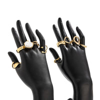 Thumbnail for 10 Pcs Irregular Pearl Waterdrop Textured Open Ring Set - ArtGalleryZen