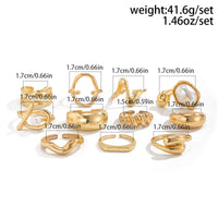 Thumbnail for 11 Pcs Barqoue Pearl Inlaid Waterdrop Hoop Ring Set - ArtGalleryZen