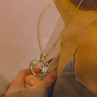 Thumbnail for 18K Gold Opal Star Moon Phase Necklace - ArtGalleryZen