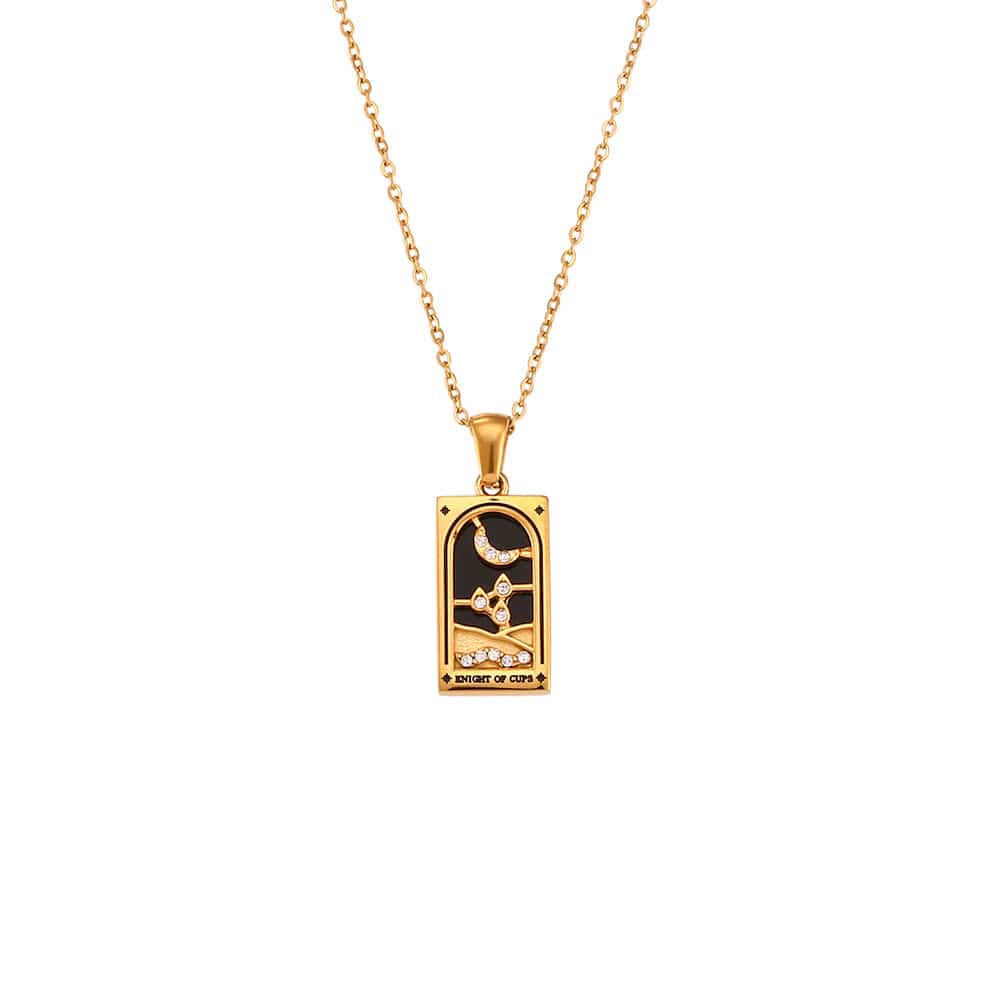 18K Gold Plated Stainless Steel Tarot Card Necklace - ArtGalleryZen