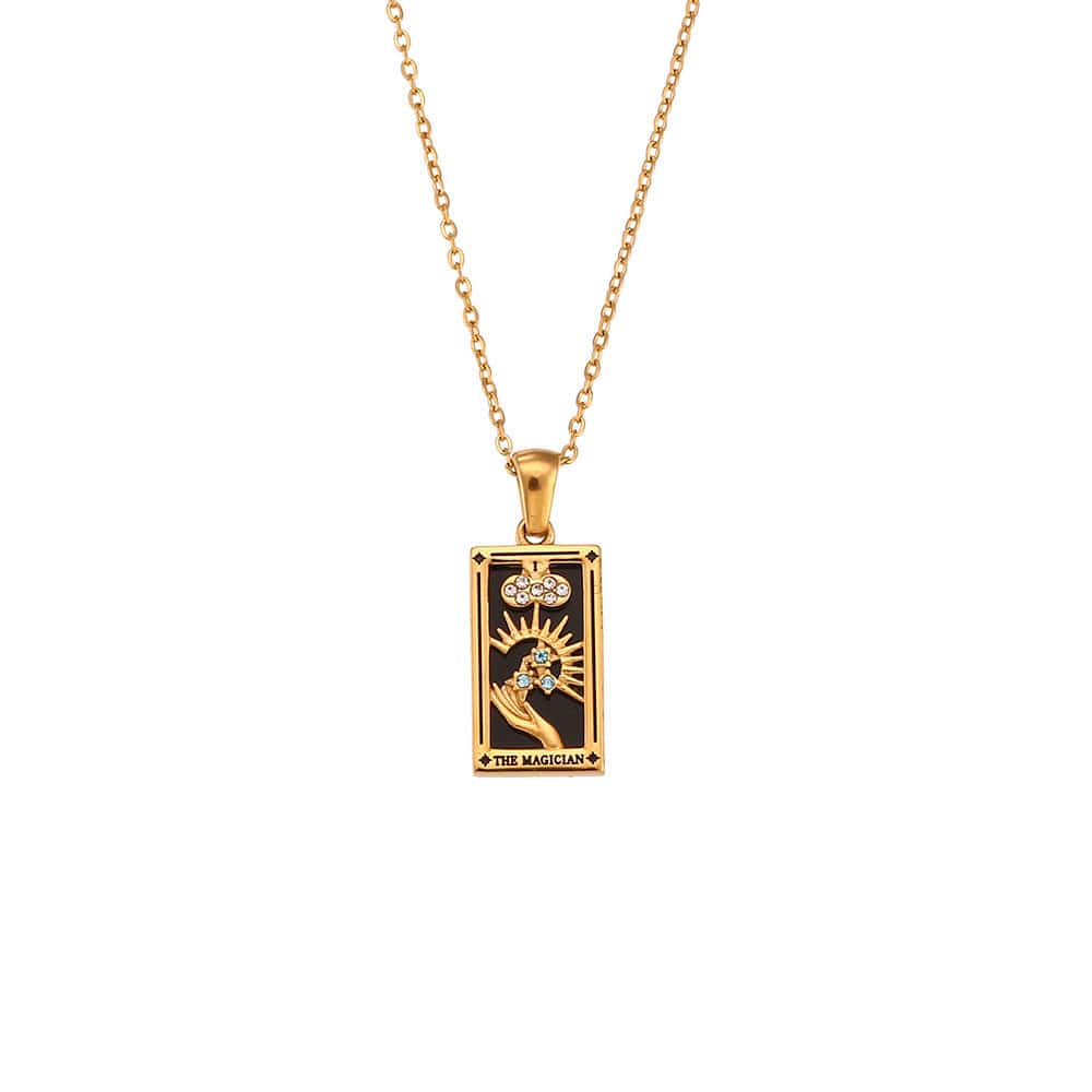18K Gold Plated Stainless Steel Tarot Card Necklace - ArtGalleryZen