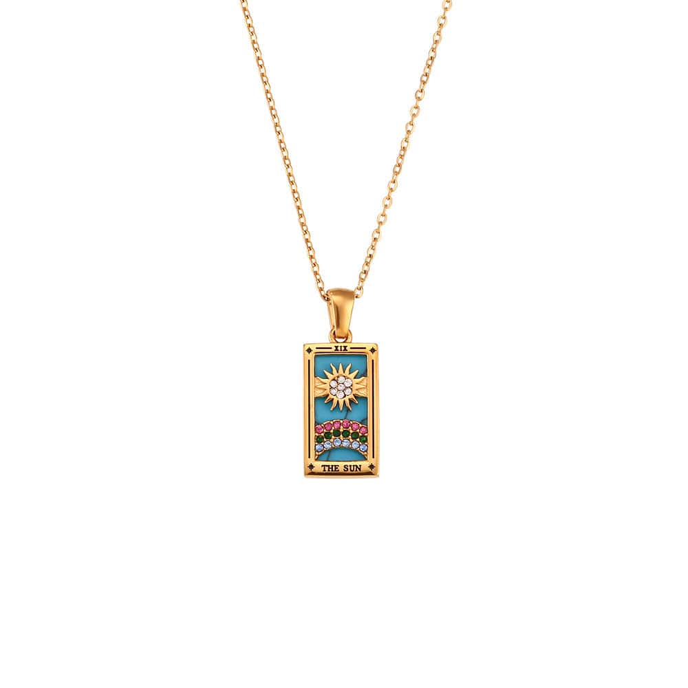18K Gold Plated Stainless Steel Tarot Card Necklace - ArtGalleryZen