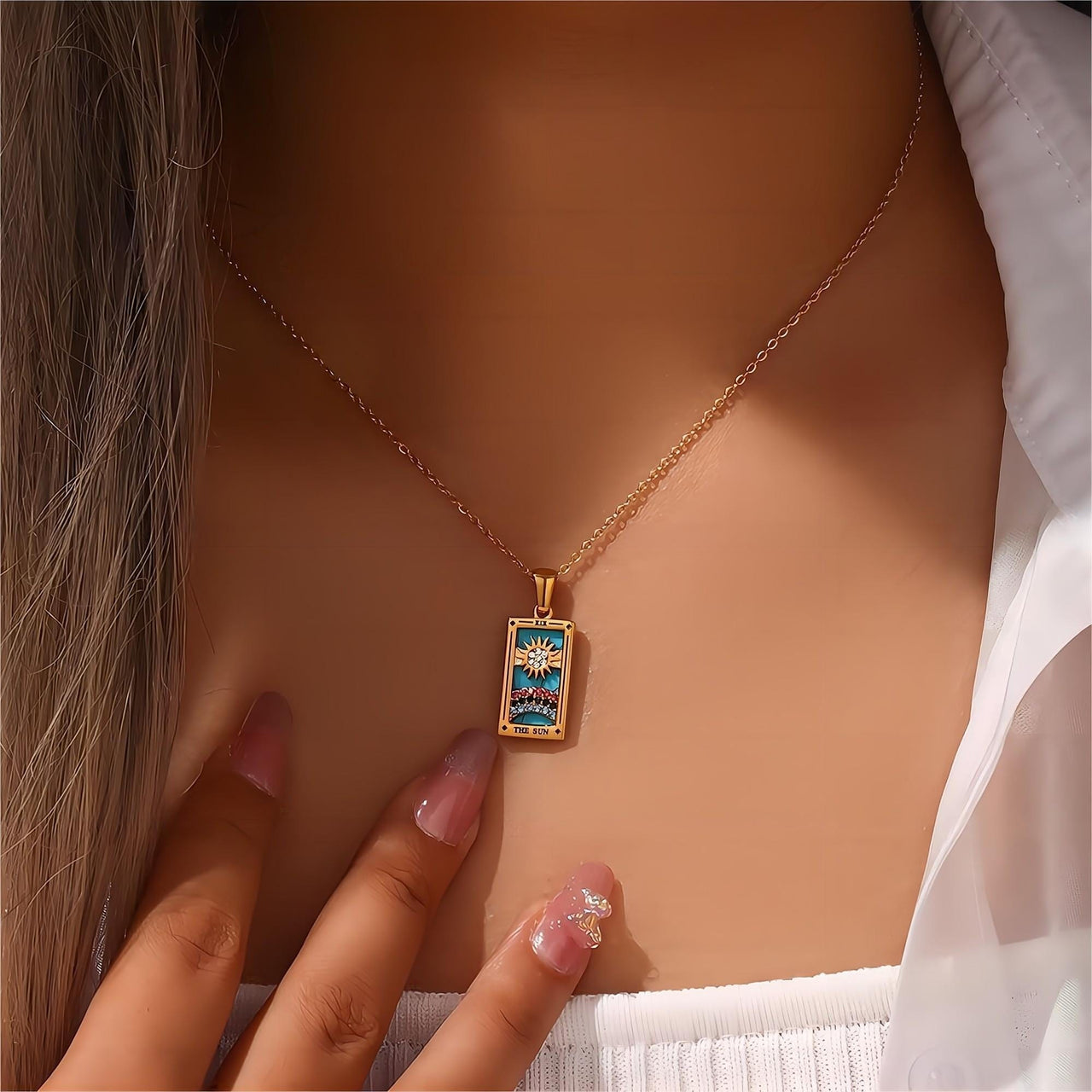 18K Gold Plated Stainless Steel Tarot Card Necklace - ArtGalleryZen