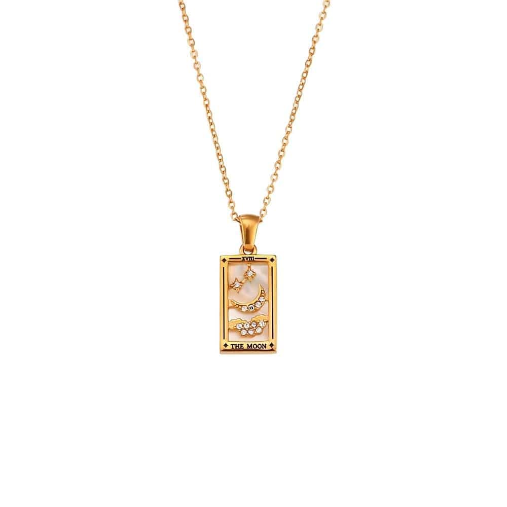 18K Gold Plated Stainless Steel Tarot Card Necklace - ArtGalleryZen