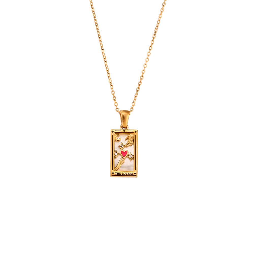 18K Gold Plated Stainless Steel Tarot Card Necklace - ArtGalleryZen