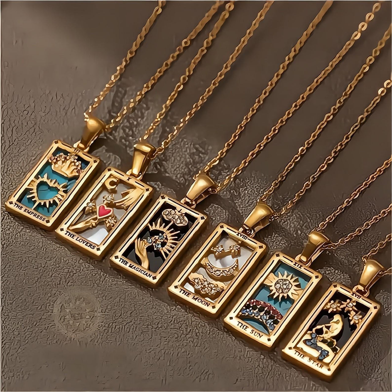 Tarot Style Real 18k Gold Plated Stainless Steel Charms Moon - Temu