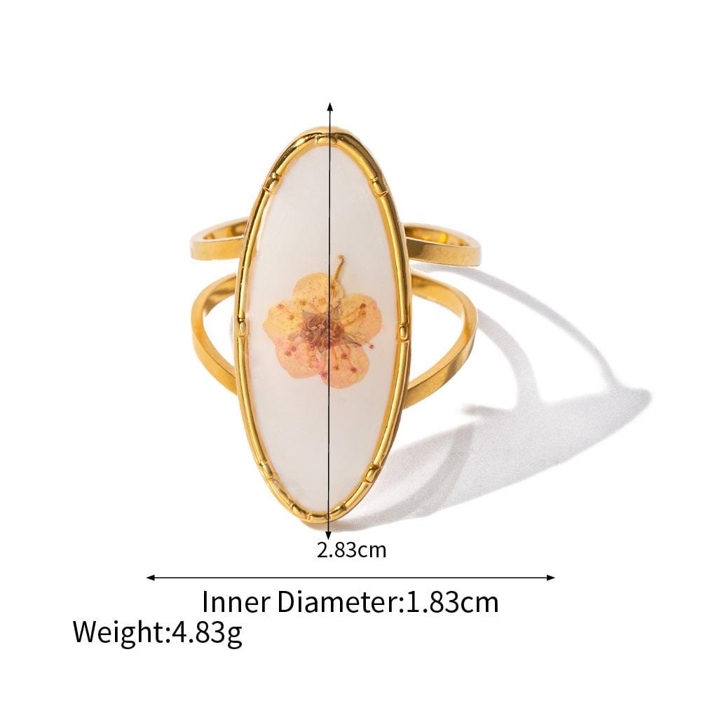 18K Gold Real Dried Flower Ring - ArtGalleryZen
