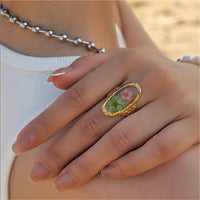 Thumbnail for 18K Gold Real Dried Flower Ring - ArtGalleryZen