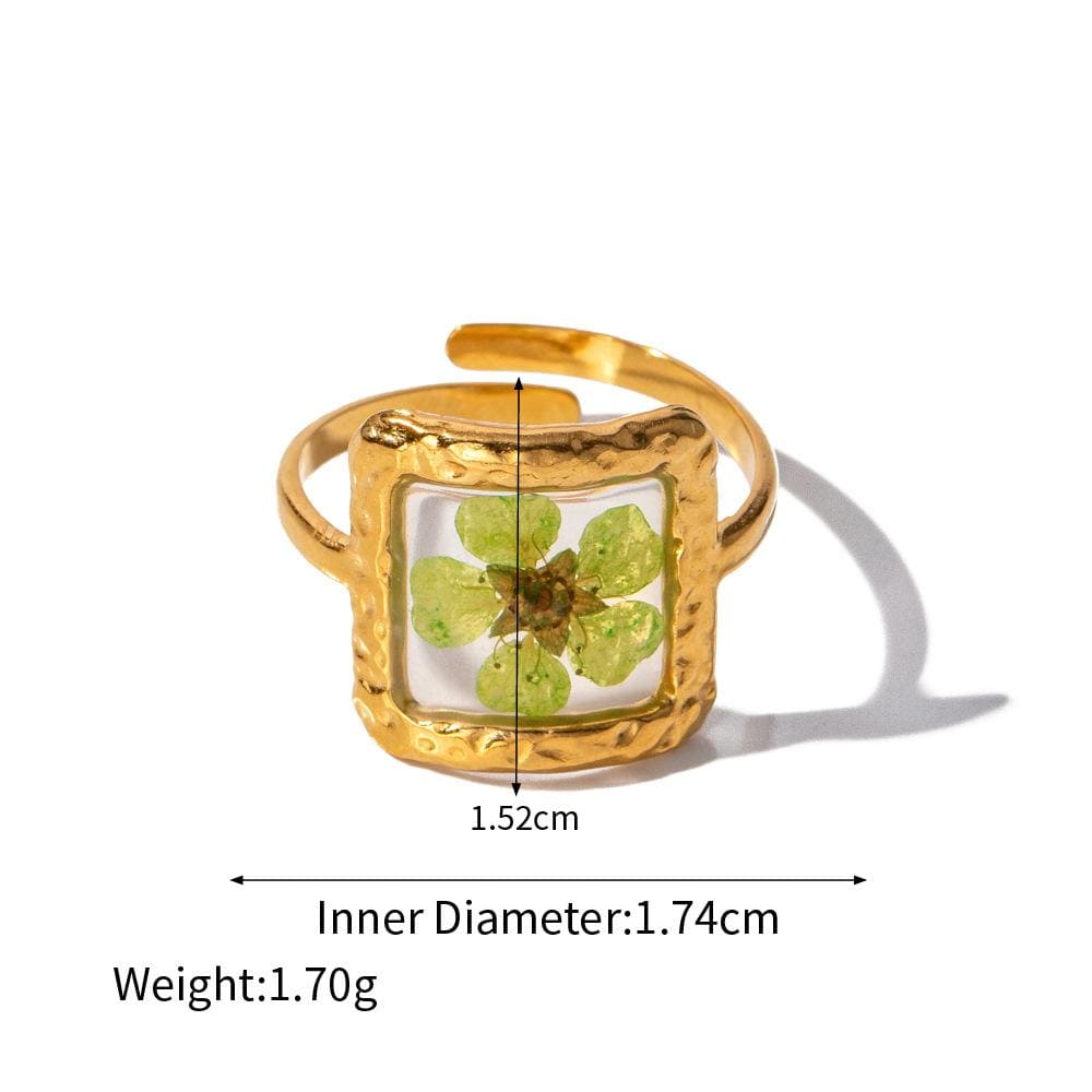 18K Gold Real Dried Flower Ring - ArtGalleryZen