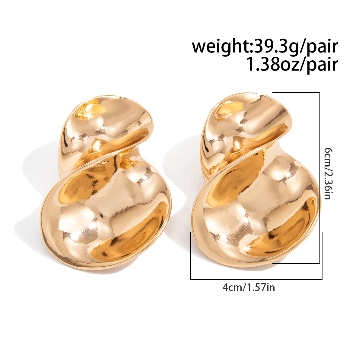 Abstract Chunky Curved Ribbon Stud Earrings