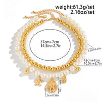 Thumbnail for 2 Pcs Conch Shell Starfish Pendant Pearl Chain Necklace Set - ArtGalleryZen