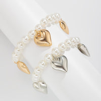 Thumbnail for 2 Pcs Heart Charm Pearl Chain Anklet Set - ArtGalleryZen
