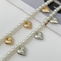 Thumbnail for 2 Pcs Heart Charm Pearl Chain Anklet Set - ArtGalleryZen