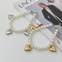 Thumbnail for 2 Pcs Heart Charm Pearl Chain Anklet Set - ArtGalleryZen