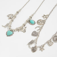 Thumbnail for 2 Pcs Turquoise Heart Boots Lucky Horseshoe Charm Necklace Set - ArtGalleryZen