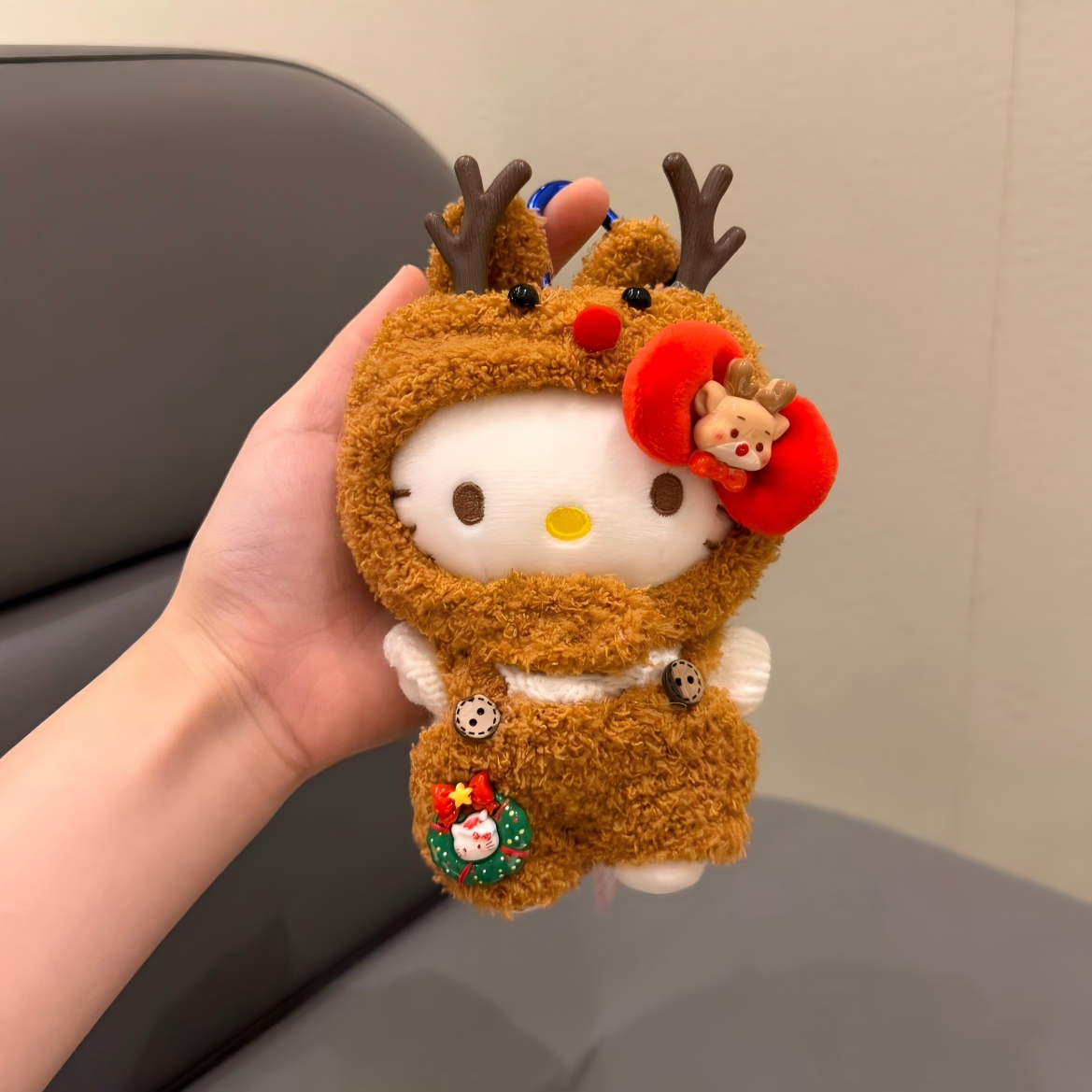 Kawaii Christmas Themed Hello Kitty Plush Keychain Doll