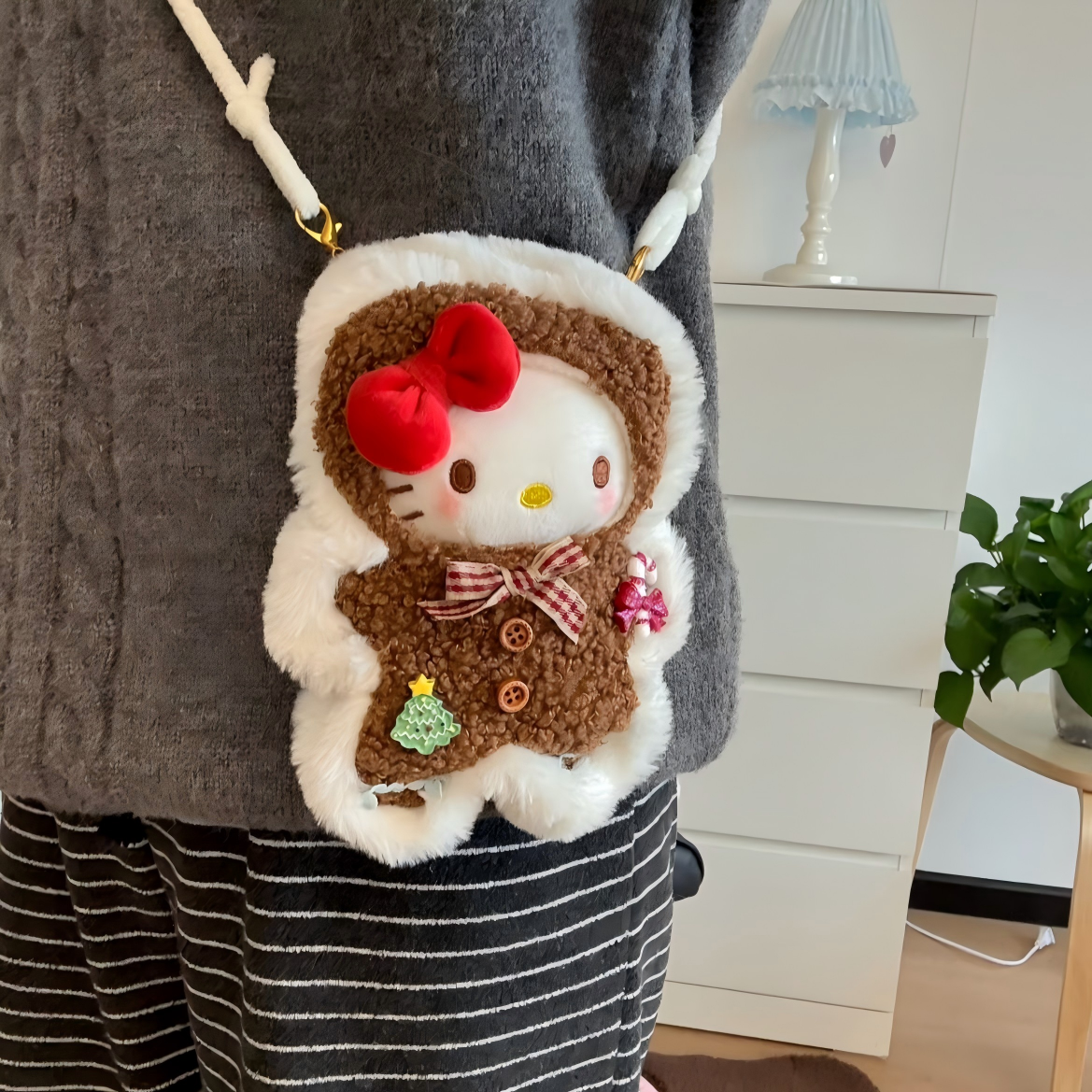 Kawaii Christmas Themed Hello Kitty Plush Keychain Doll