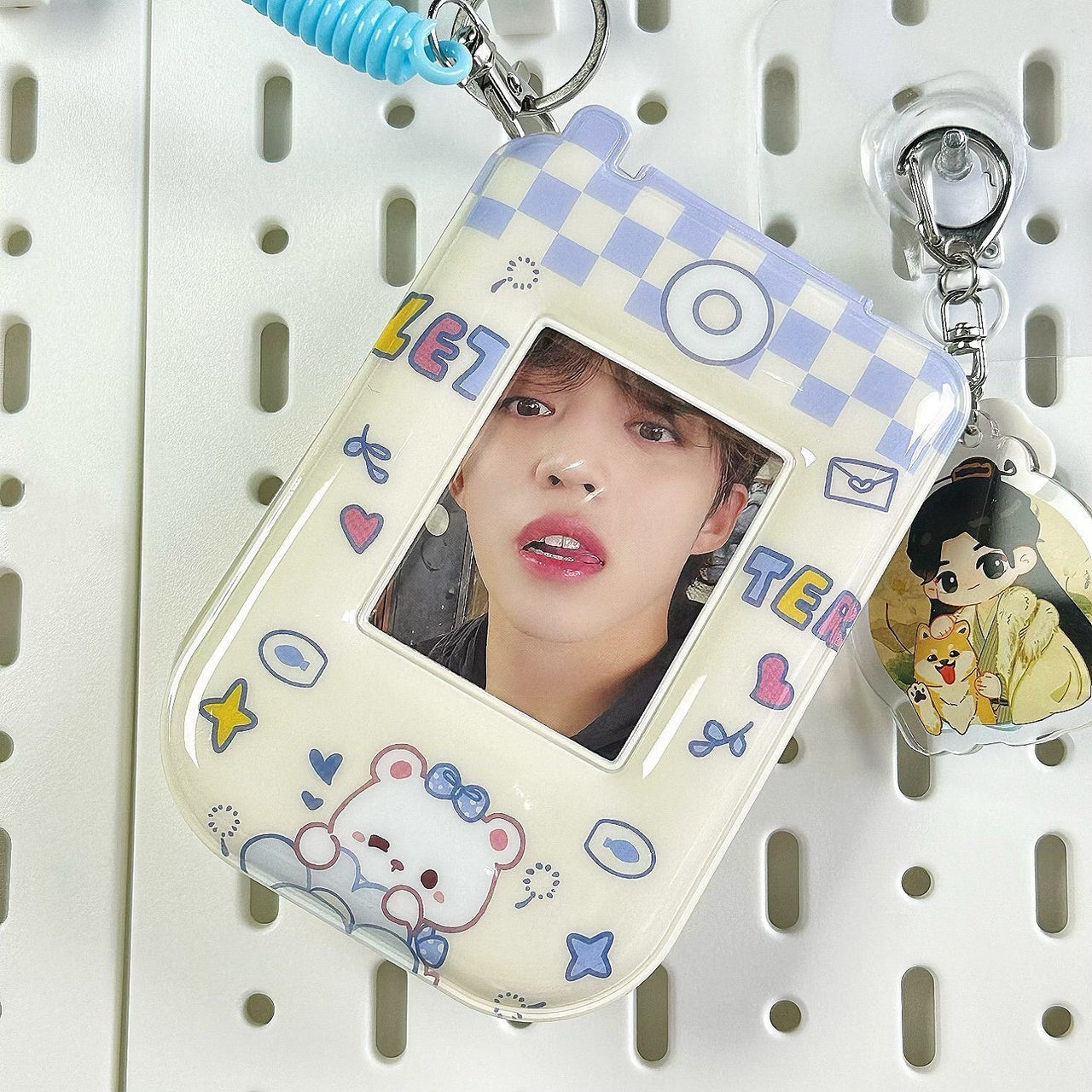 Foldable Phone Shaped Photocard Holder Keychain - PVC Card Case