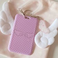 Thumbnail for Kawaii Polka Dot Angel Wing Resin Photocard Holder Keychain