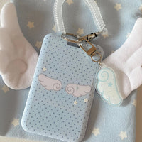 Thumbnail for Kawaii Polka Dot Angel Wing Resin Photocard Holder Keychain