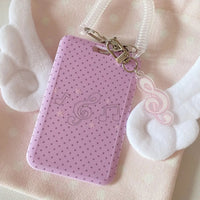 Thumbnail for Kawaii Polka Dot Angel Wing Resin Photocard Holder Keychain