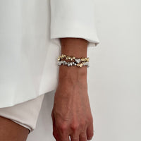 Thumbnail for Stylish Two Tone Heart Charm Irregular Beaded Bracelet Set