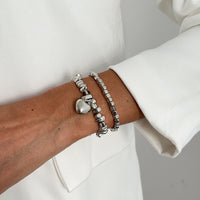 Thumbnail for Geometric Heart Pendant Irregular Square Beaded Bracelet Set