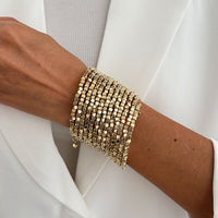 Thumbnail for Geometric Layered Gold Silver Tone Square Beaded Bracelet