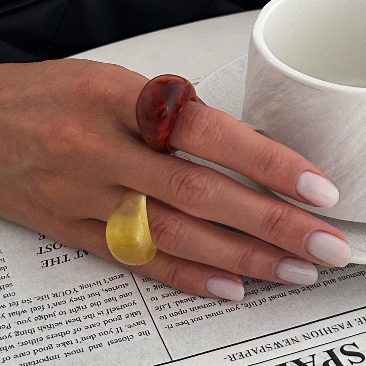 Chunky Resin Ring - Bold Minimalist Statement Jewelry for Women