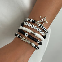 Thumbnail for Stylish 5pcs Star Letter Charm Polymer Clay Beaded Bracelet Set