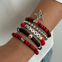 Thumbnail for Stylish 5pcs Star Letter Charm Polymer Clay Beaded Bracelet Set