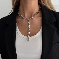 Thumbnail for Geometric Waterdrop Y Necklace Gold Silver Layering Pendant