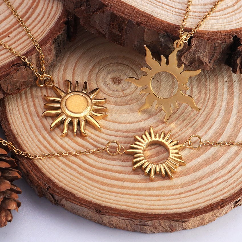 24K Gold Filled Stainless Steel Sun Necklace - ArtGalleryZen