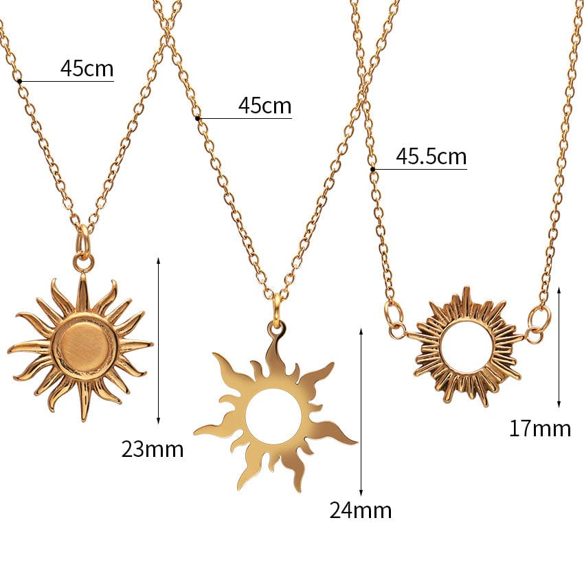 24K Gold Filled Stainless Steel Sun Necklace - ArtGalleryZen