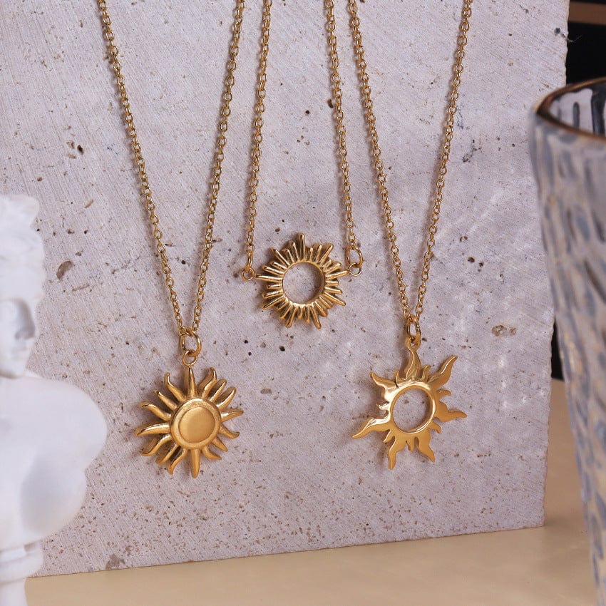 24K Gold Filled Stainless Steel Sun Necklace - ArtGalleryZen