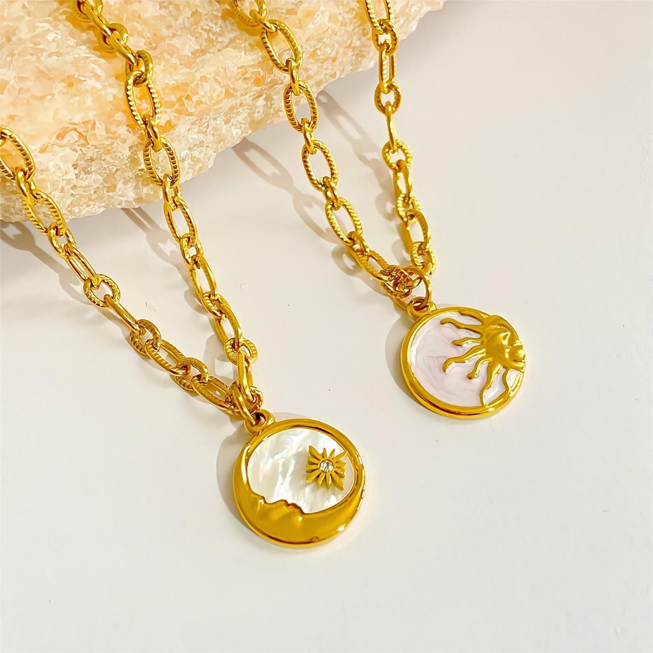 24K Gold Plated Sol And Lune Celestial Necklace - ArtGalleryZen