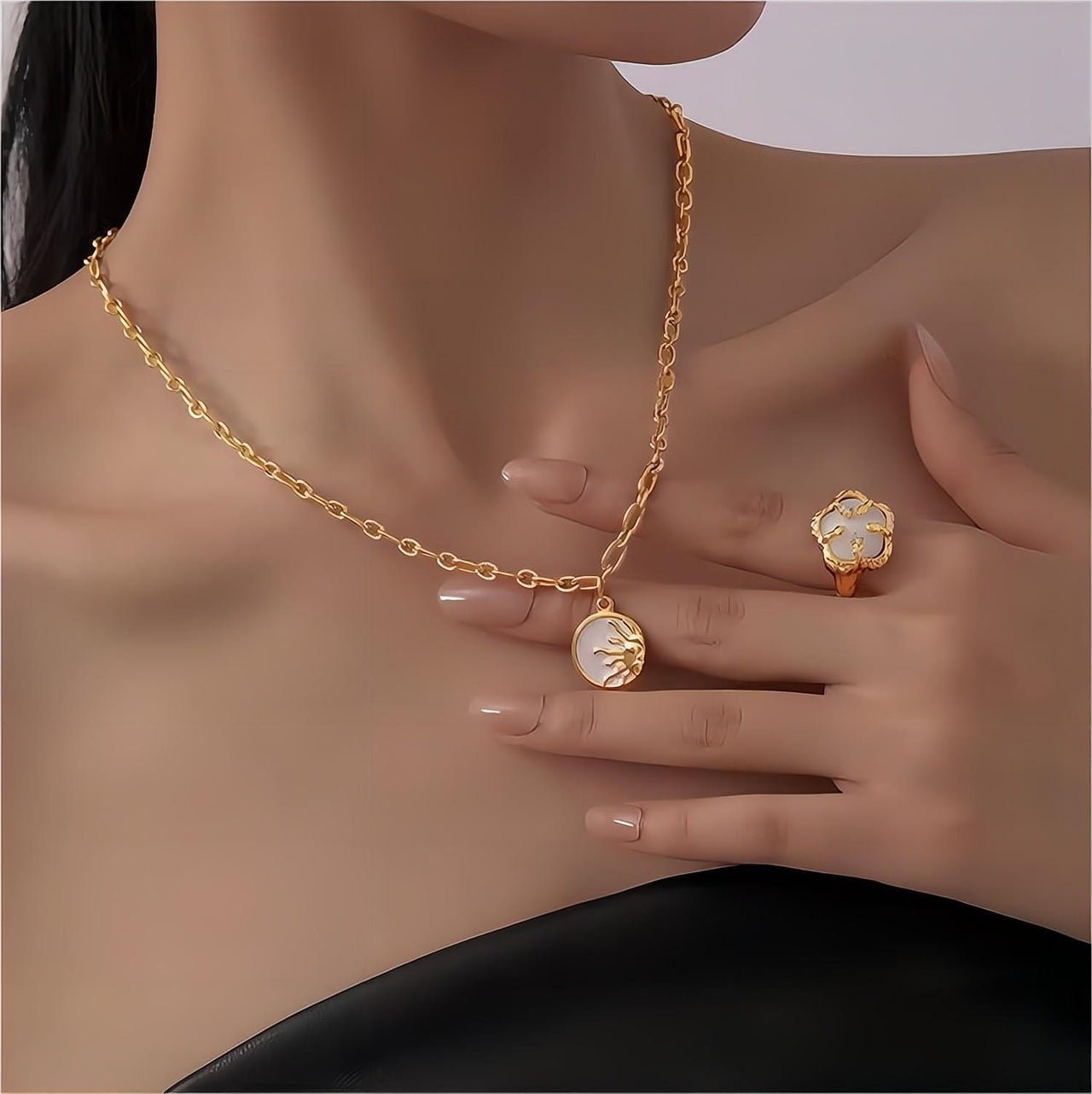 24K Gold Plated Sol And Lune Celestial Necklace - ArtGalleryZen