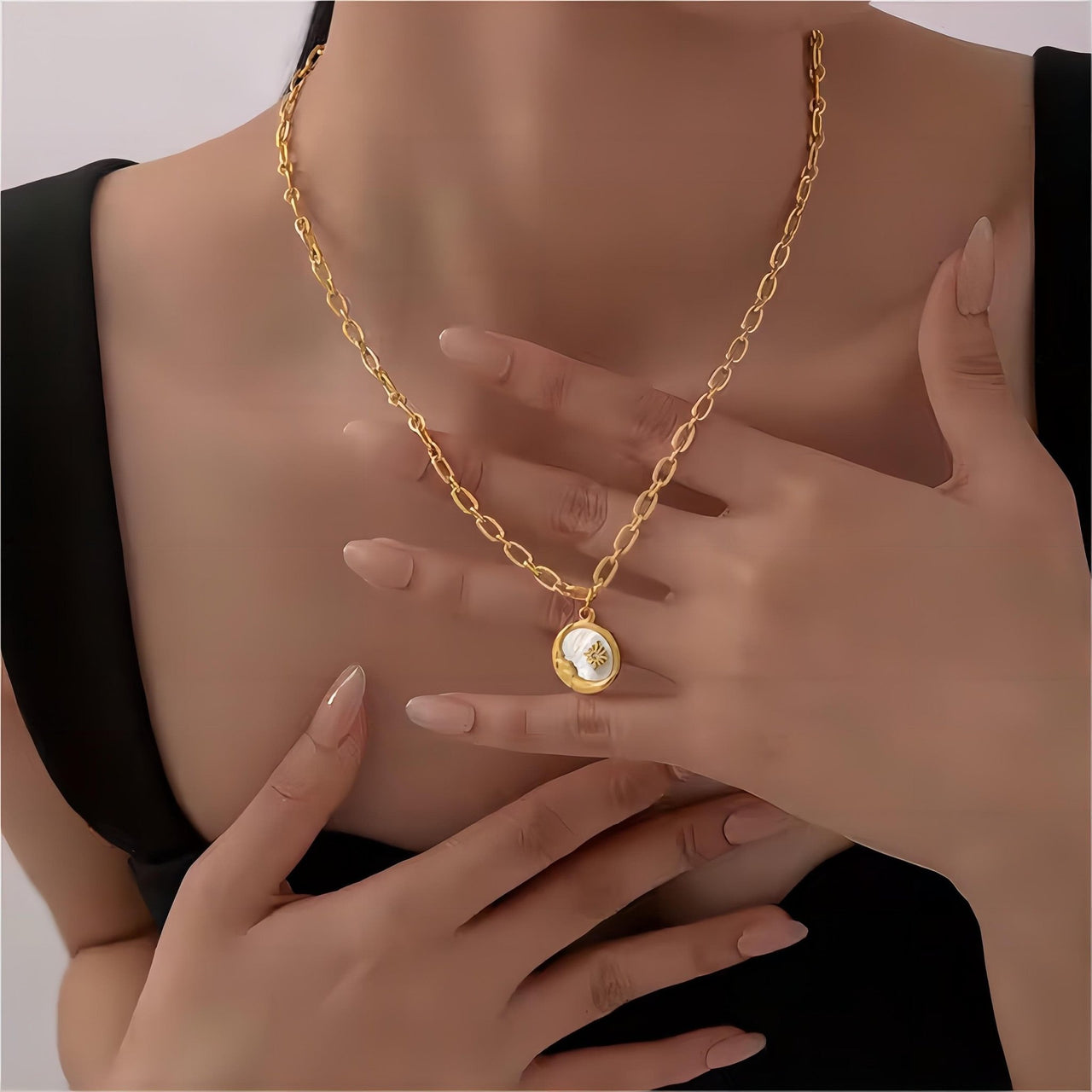 24K Gold Plated Sol And Lune Celestial Necklace - ArtGalleryZen