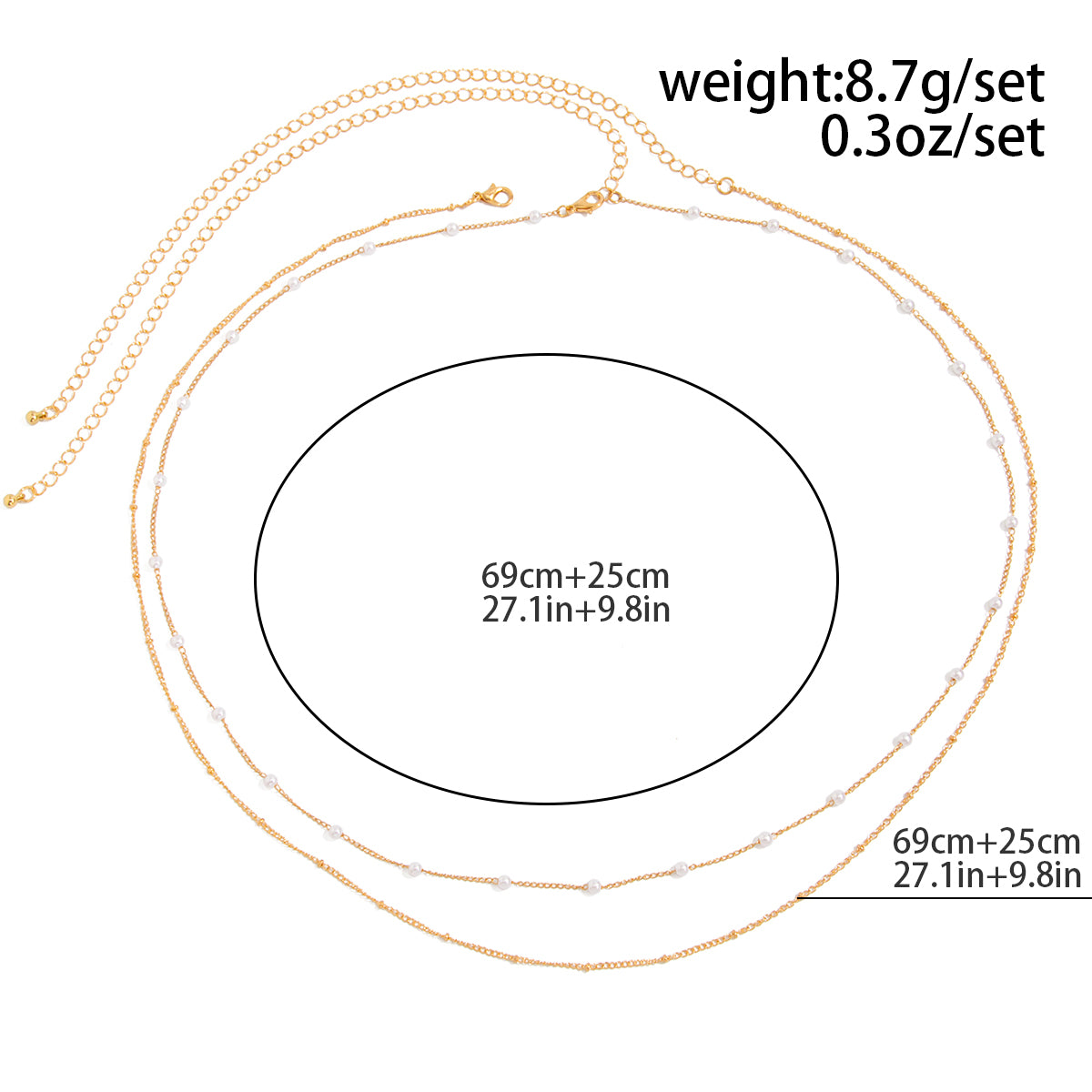 Minimalist Layered Pearl Saturn Waist Chain Set