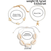 Thumbnail for 3 Pcs Beach Style Conch Starfish Charm Seed Bead Anklet Set - ArtGalleryZen