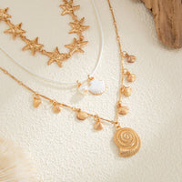 Thumbnail for 3 Pcs Bohemia Enamel Shell Conch Starfish Charm Wax Cord Necklace Set - ArtGalleryZen